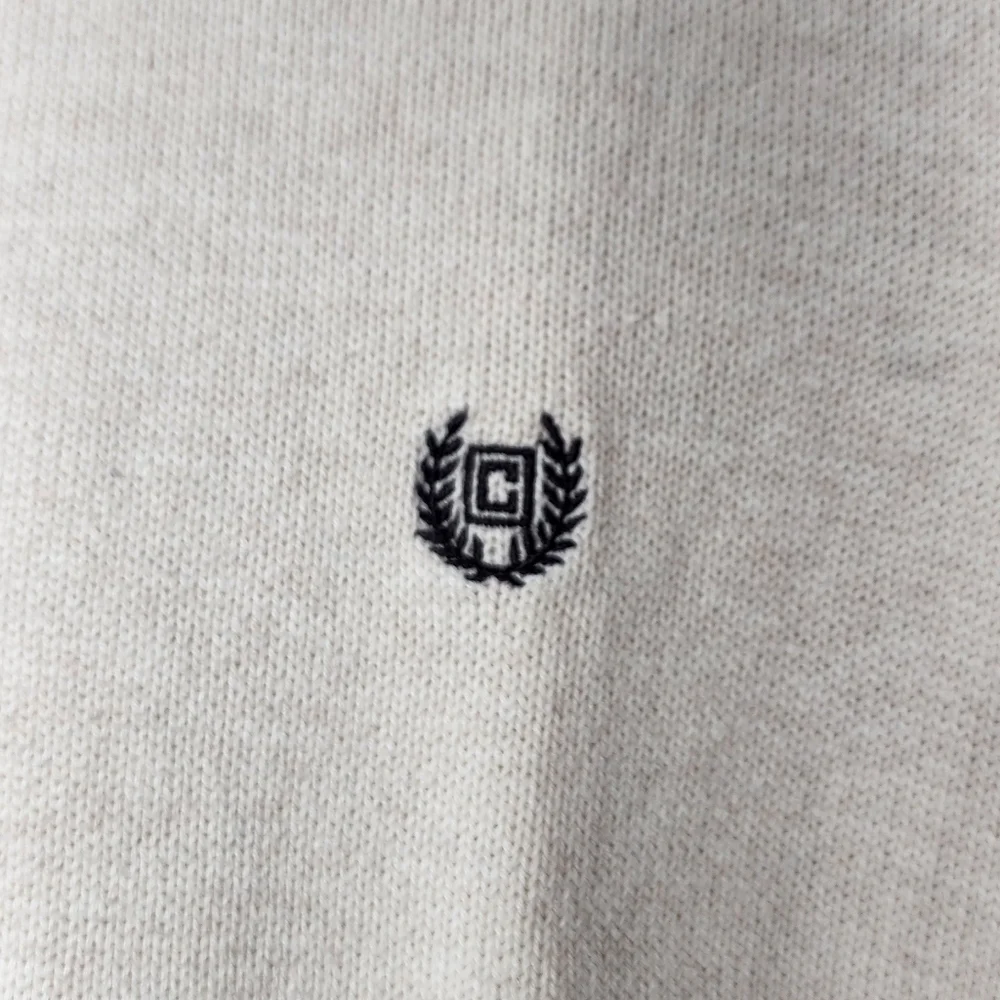 Chaps Men’s XXL Cotton Mock Neck Sweater Cream Elbow Patches Button Pullover